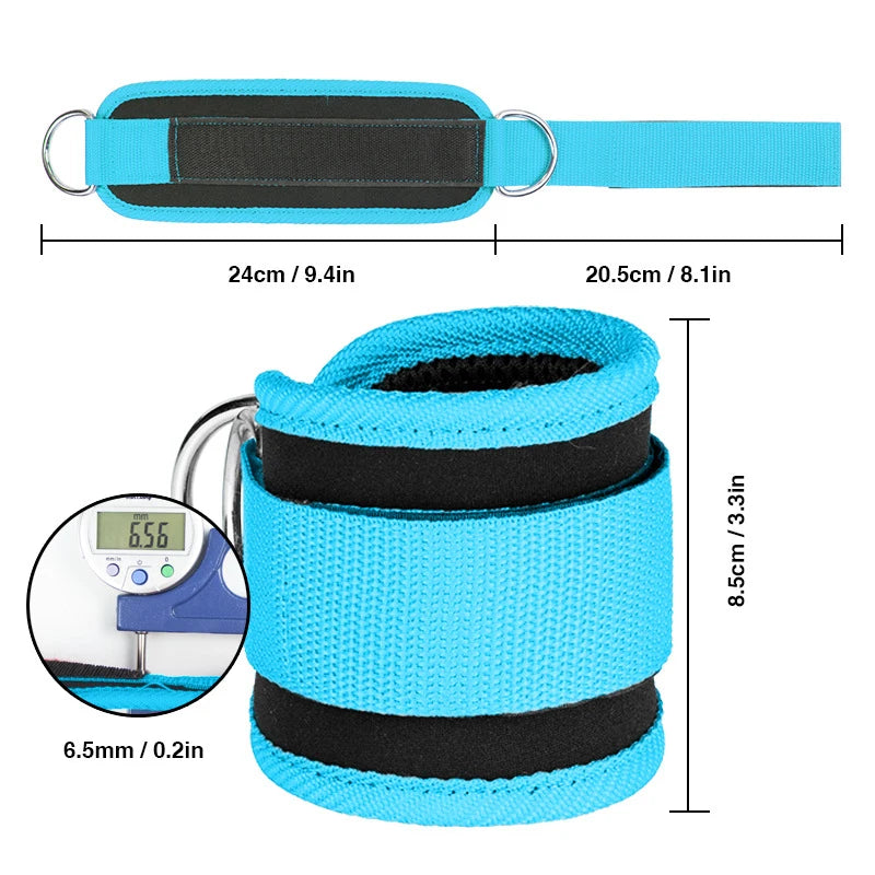 Fitness Ankle Straps Adjustable D-Ring Support Cuffs Gym Leg Strength Workouts Pulley with Buckle Sports Guard Safety Abductors